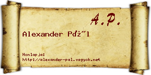 Alexander Pál névjegykártya
